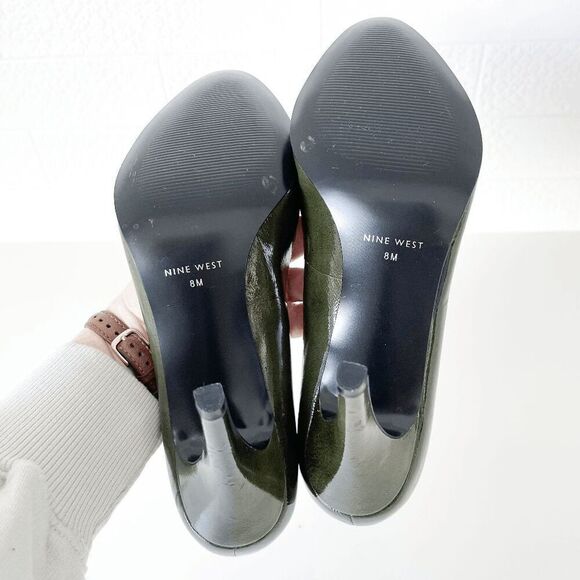 Nine West Womens Lucero Heels Round Toe Leather Stiletto Pumps Dark Green Size 8 - Picture 8 of 10